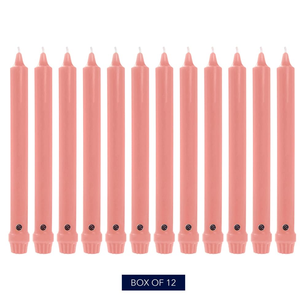 Colonial Candle Unscented Taper Candle, Classic Collection, Peach, 12 in, Pack of 12 - Up to 10 Hours Burn