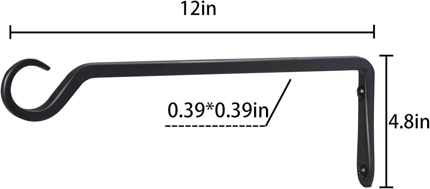 AILIN YELOKIE 12-Inch Sturdy Plant Hangers - Versatile Outdoor & Indoor Use, Black (4 Pack)
