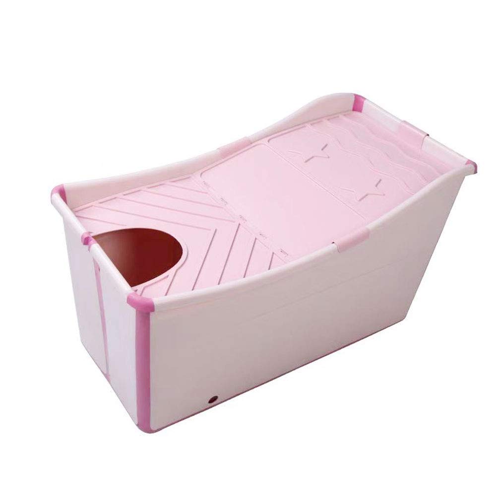 W WEYLAN TEC Freestanding Large Foldable Bath Tub Bathtub for Petite Adult Children Baby Toddler Pink