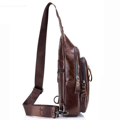Xieben Vintage Leather Sling Chest Bag Crossbody Pack for Men Women Travel Outdoor Shoulder Pack Backpack Daypack