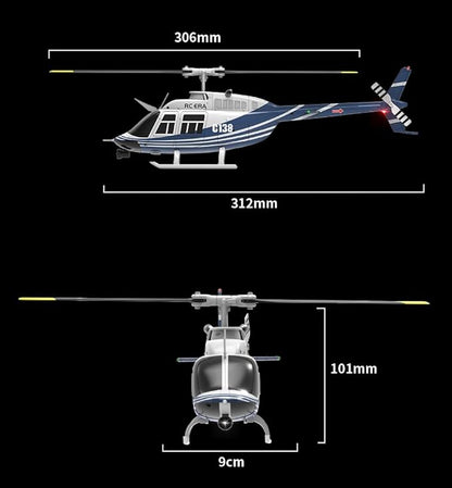 C138 RC Helicopter 2.4G 6CH 6-Axis Gyro Altitude Hold 1/33 Remote Control Plane Ready to Fly RTF(Blue-White)