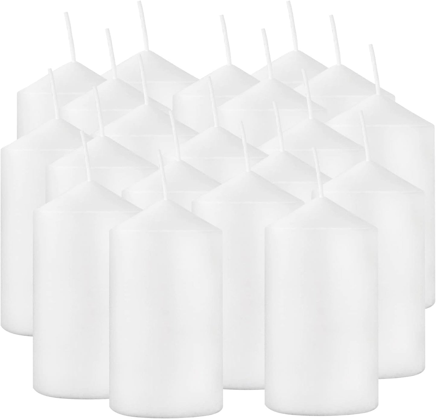 YOROXRG 2"x4" High White Pillar Candles, Set of 20 Unscented. Bulk Buy. Ideal for Halloween, Wedding, Emergency Lanterns, Household, Wedding and Home Décor Candlesticks