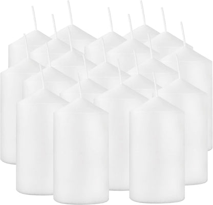 YOROXRG 2"x4" High White Pillar Candles, Set of 20 Unscented. Bulk Buy. Ideal for Halloween, Wedding, Emergency Lanterns, Household, Wedding and Home Décor Candlesticks