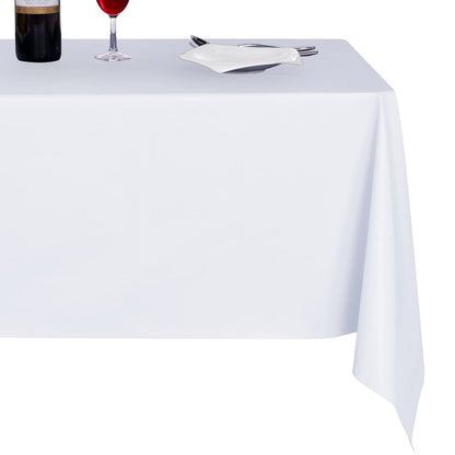 sancua 100% Waterproof Rectangle PVC Tablecloth - 54 x 140 Inch - Oil Proof Spill Proof Vinyl Table Cloth, Wipe Clean Table Cover for Dining Tables, Buffet Parties and Camping, White