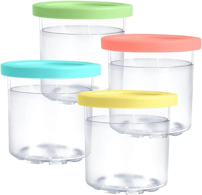 Ninja Creami 4-Pack Replacement Ice Cream Pints with Lids - Compatible with NC301, NC300, NC299AMZ | Colorful Set