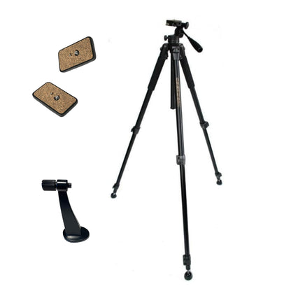 Oberwerk 3000 Tall Tripod & Sport L-Adapter with 2 Quick-Release Plates - Portable Binocular & Camera Tripod Stand Bundle | Extra Long Extension Up to 78"