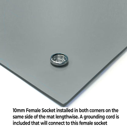 RubberStat Dual Layer ESD Compliant Workstation Rubber Table Mat Kit, Soldering, Cell Phone Repair, with Wrist Strap Set and Ground Cord - 24"x72" Grey