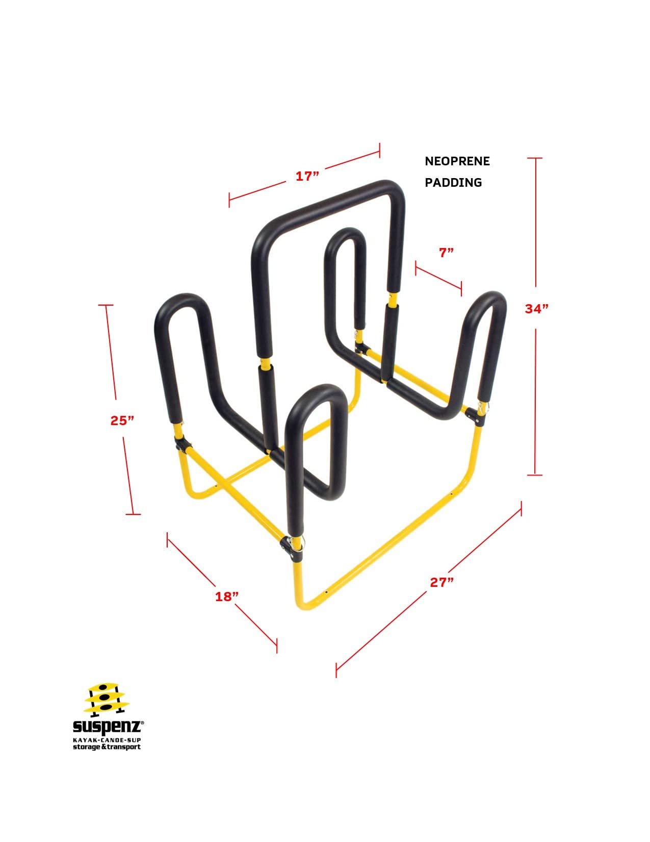 Suspenz Double-Up SUP Stand, Holds 2 Stand Up Paddle Boards or Surfboards, Yellow (22-9936)