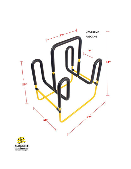 Suspenz Double-Up SUP Stand, Holds 2 Stand Up Paddle Boards or Surfboards, Yellow (22-9936)