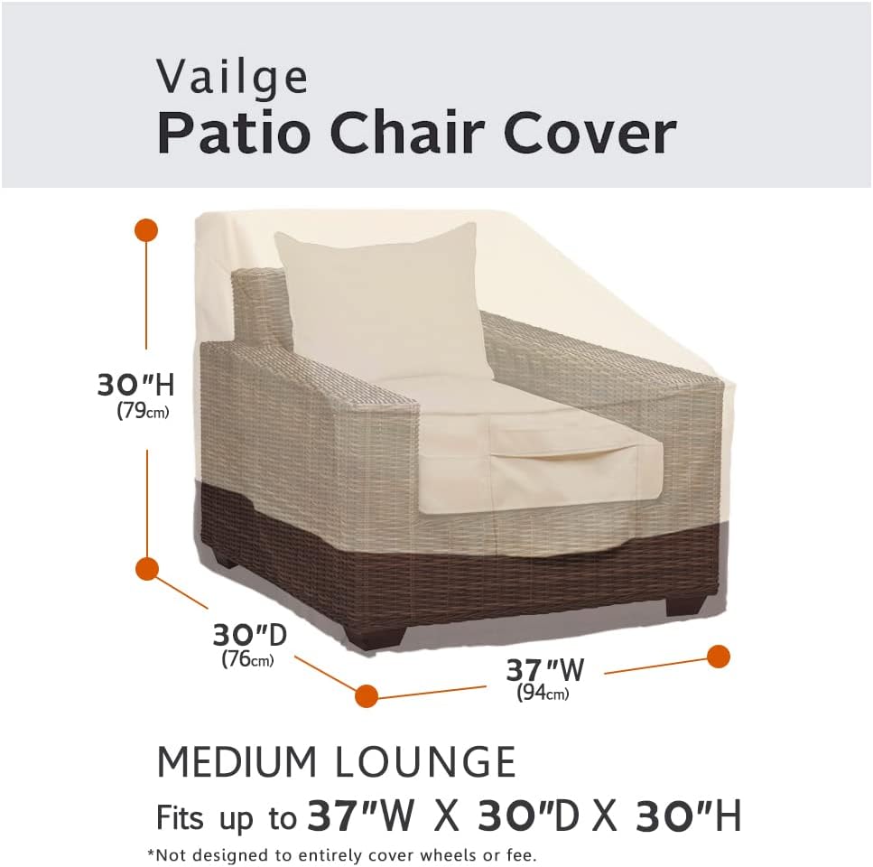 Vailge Patio Chair Covers - Heavy Duty Waterproof Lounge Deep Seat Cover | Medium Beige & Brown