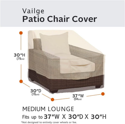 Vailge Patio Chair Covers - Heavy Duty Waterproof Lounge Deep Seat Cover | Medium Beige & Brown