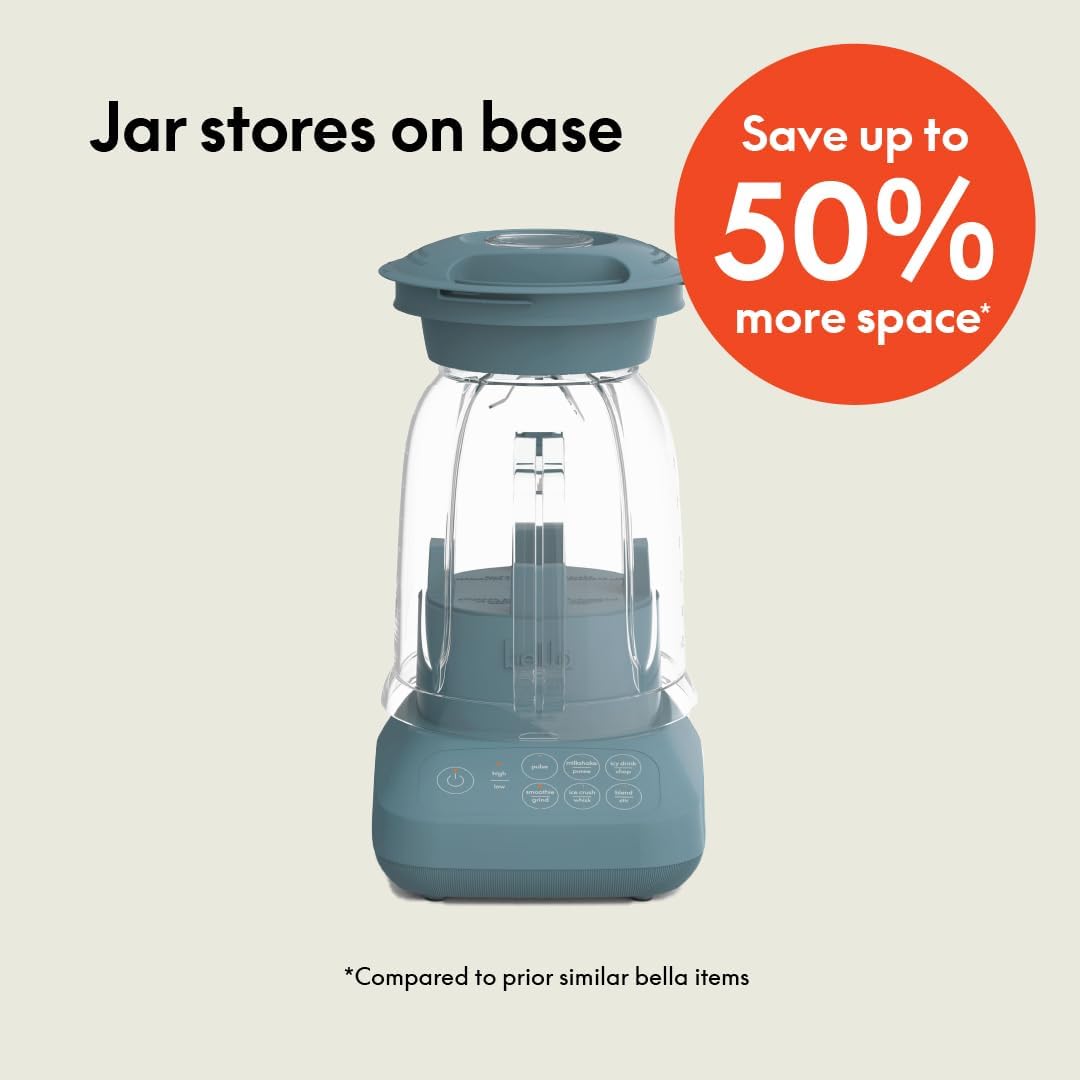 Bella 10-Speed Countertop Blender - Slim Flip & Store Design, 48oz Capacity, Dishwasher Safe, Stainless Steel Blade