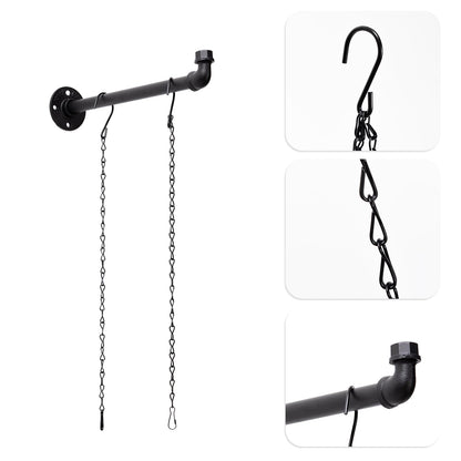 ZYUXUAN 2 Pack Black Metal Pipe Plant Hanger Indoor with Hanging Chains, Industrial Window and Wall Mounted Hanging Rod Planter for Plants, Pot/Plant Not Included