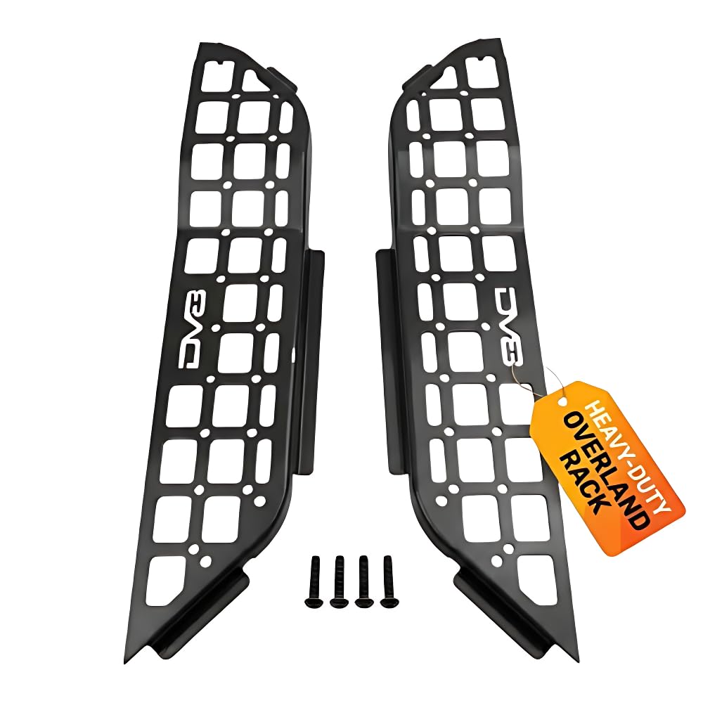 DV8 Offroad Front Door Pockets Compatible with Jeep Wrangler JL (2018-2026) & Gladiator JT (2020-2026) - Rigid Steel Molle Panel Storage Organizer, Replacement for Saggy Nets, Black