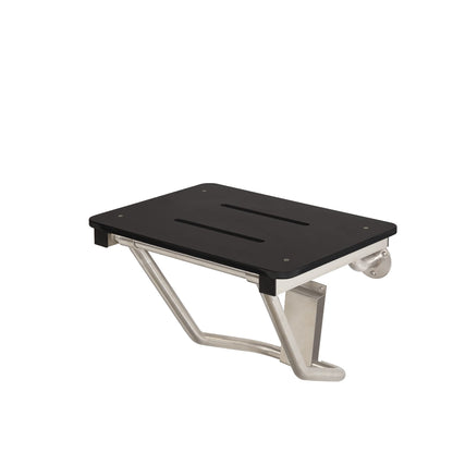 24" x 15" Black Folding Wall Mount Shower Seat Bench, ADA Compliant