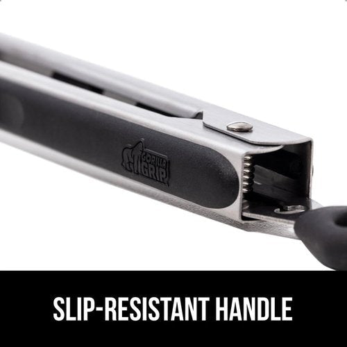 GORILLA GRIP Stainless Steel Kitchen Tongs - Heat Resistant, Non-Scratch Silicone Tips, Set of 2 | 7 & 9 Inch, Black