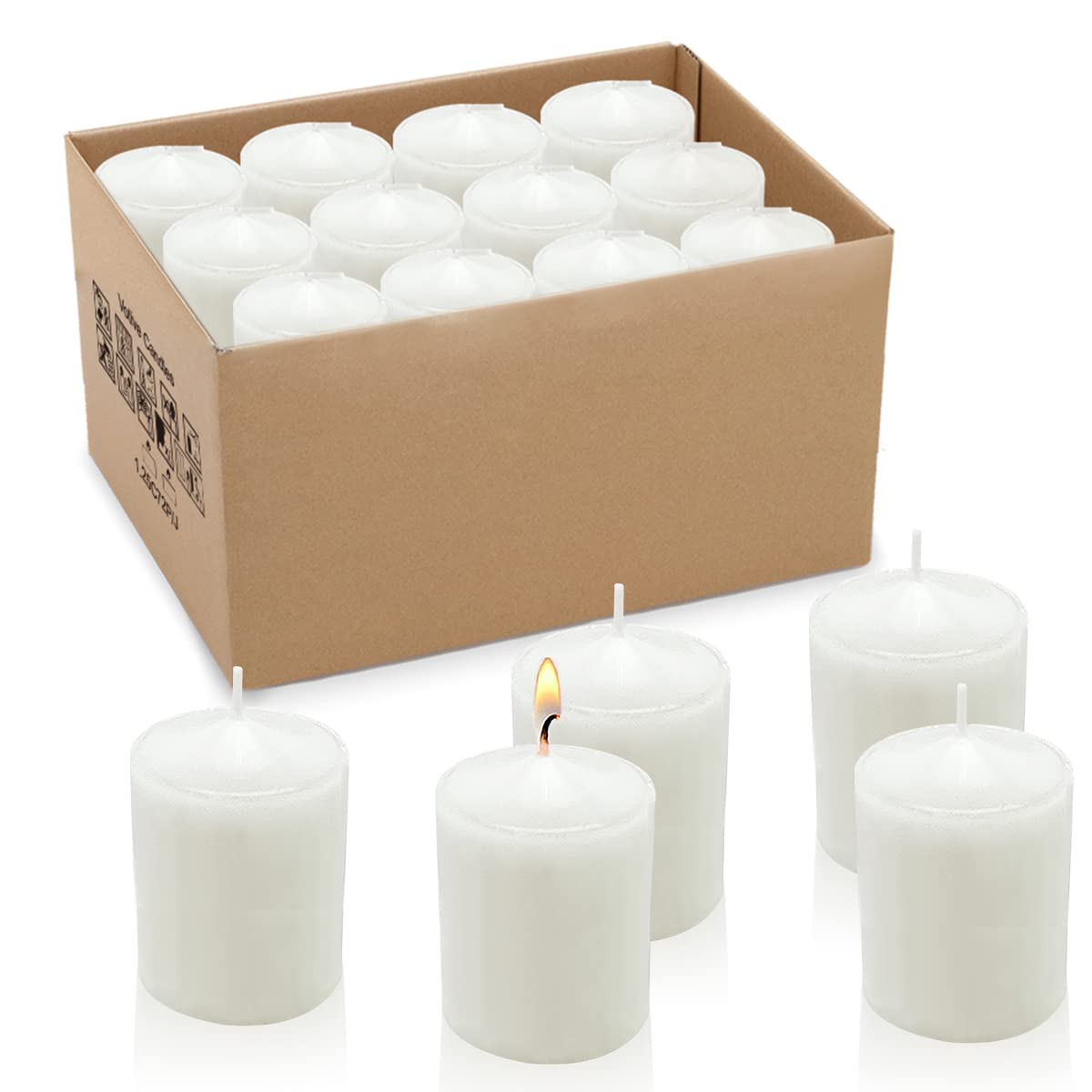 Amusaer 2.0 Inch White Votive Candles, Unscented Wax 12 Hour 1.5'' Diameter Candles for Wedding, Party & Home, 24 Packs