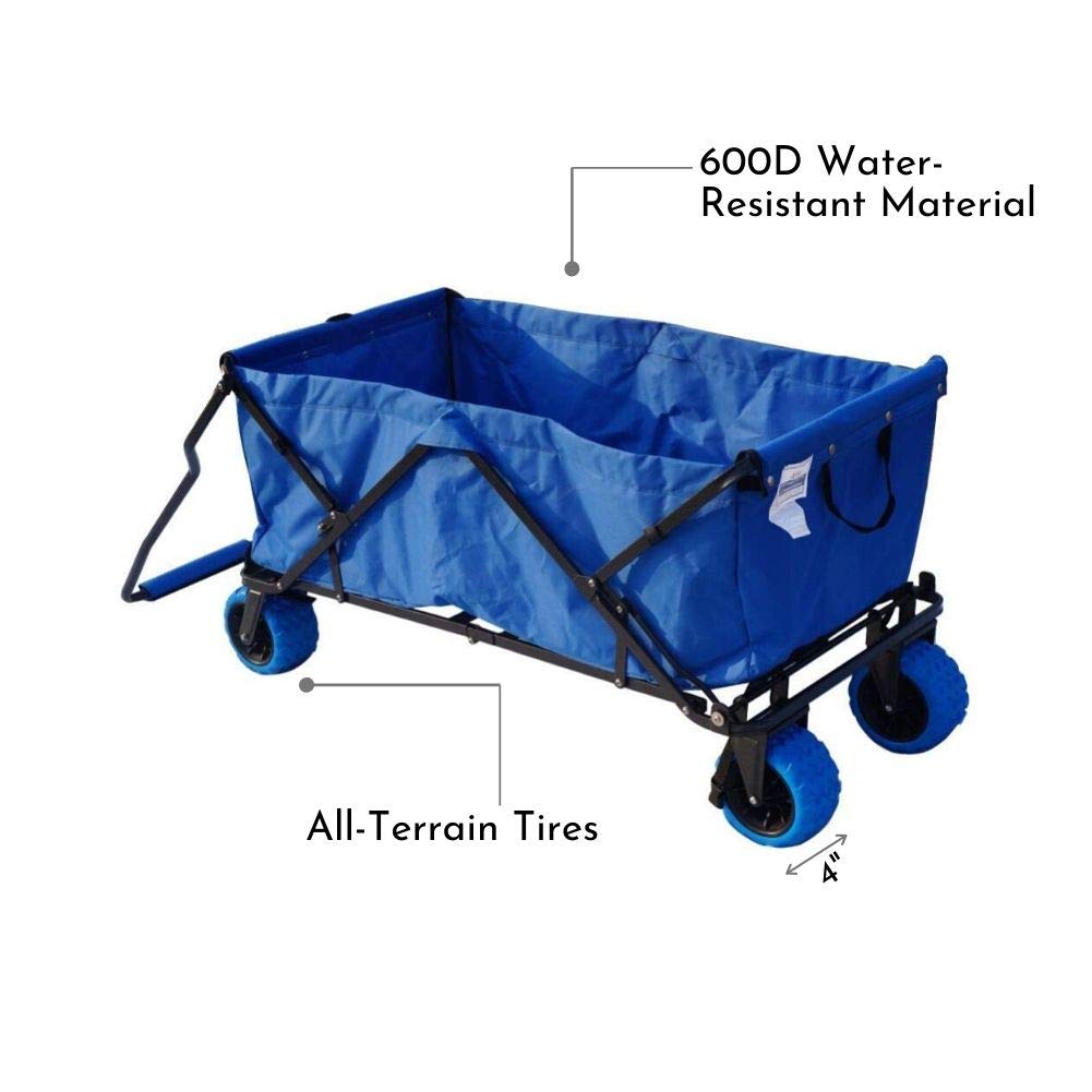Impact Canopy Folding Collapsible Utility Wagon, Extra-Large Wagon with All-Terrain Wheels, Royal Blue