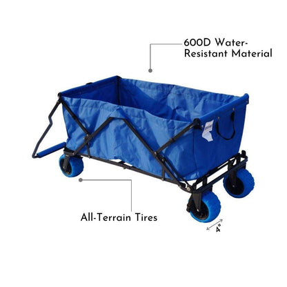 Impact Canopy Folding Collapsible Utility Wagon, Extra-Large Wagon with All-Terrain Wheels, Royal Blue