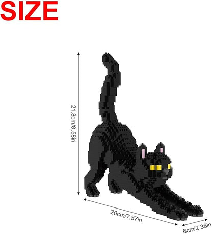 Larcele Cat Micro Building Blocks Animal Set DIY Mini 3D Building Toy Bricks Kit999 Pieces KLJM-05 (Black Cat)