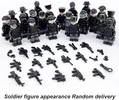 ELEFOCUS WW2 Military Base Building Blocks Set – 520 PCS Army Weapons Pack with SWAT Gear Miniguns Custom Guns and 10 Soldier Figures – Kids Army Playset Compatible with Major Brands
