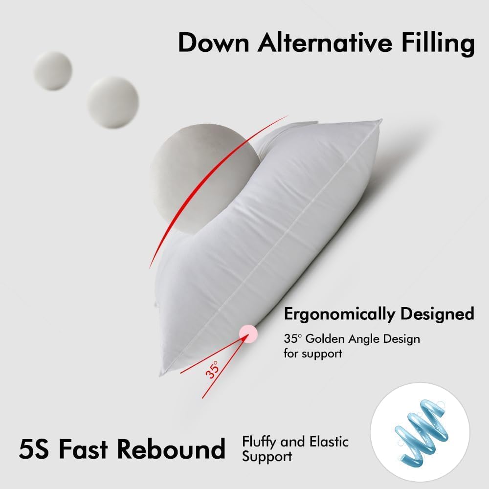 MIULEE Down Alternative Pillow Insert - Ultra Soft Fluffy Decorative Throw Pillow 12x20 Inch for Sofa & Bed