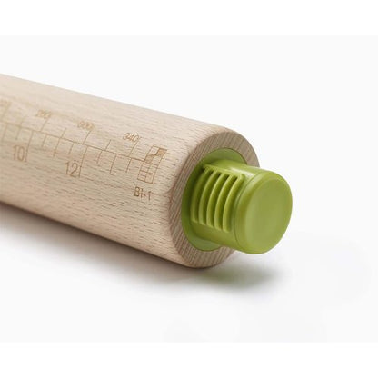 Joseph Joseph PrecisionPin - Rolling Pin with adjustable pastry thickness, Baking and dough rollers, Beech Wood, Multicolor
