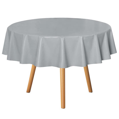 sancua 100% Waterproof Rectangle PVC Tablecloth - 60 x 120 Inch - Oil Proof Spill Proof Vinyl Table Cloth, Wipe Clean Table Cover for Dining Tables, Buffet Parties and Camping, Silver Grey