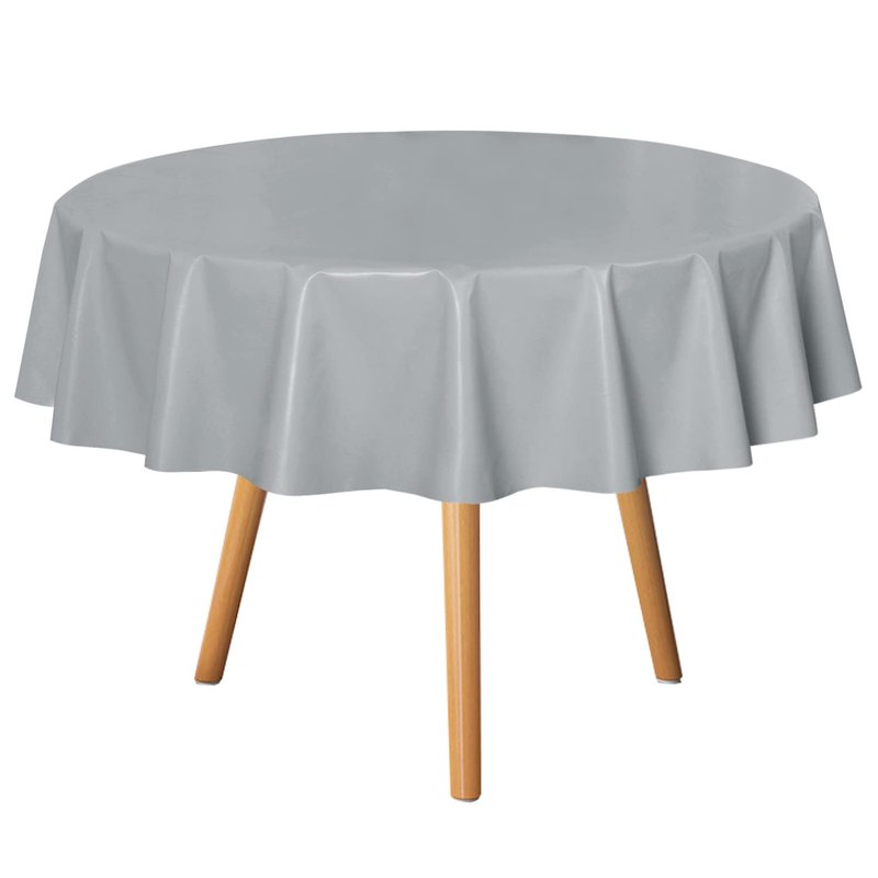 sancua 100% Waterproof Rectangle PVC Tablecloth - 54 x 78 Inch - Oil Proof Spill Proof Vinyl Table Cloth, Wipe Clean Table Cover for Dining Tables, Buffet Parties and Camping, Silver Grey