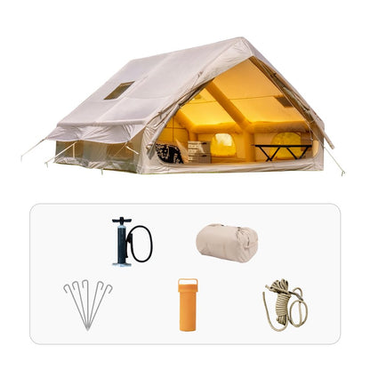 Inflatable Tents for Camping, Blow Up Tent with Hand Pump, Easy Setup 4 Season Inflatable Tent with Mesh & Chimney Window., Waterproof Oxford Air Tents for Camping 4/6/8/10/12 (157.5*118*78.7inch)