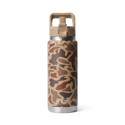 YETI Rambler 26 oz Bottle, Vacuum Insulated, Stainless Steel with Straw Cap, Wetlands Camo