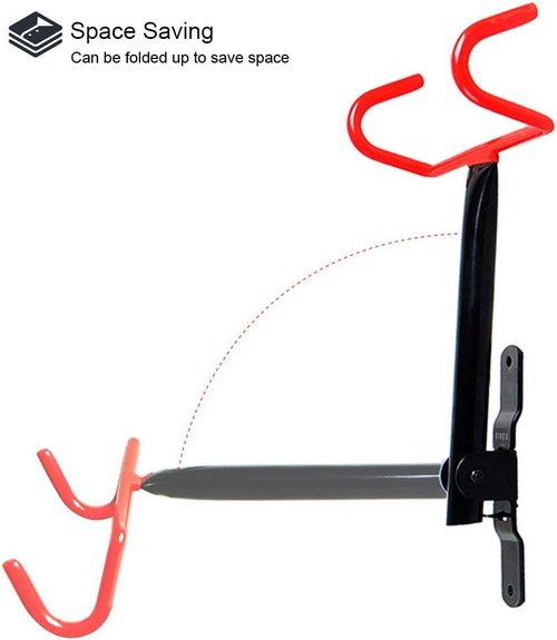 Dirza Bike Wall Mount | Foldable Bicycle Storage Rack - 2 Pack Horizontal Bike Hanger for Garage & Shed