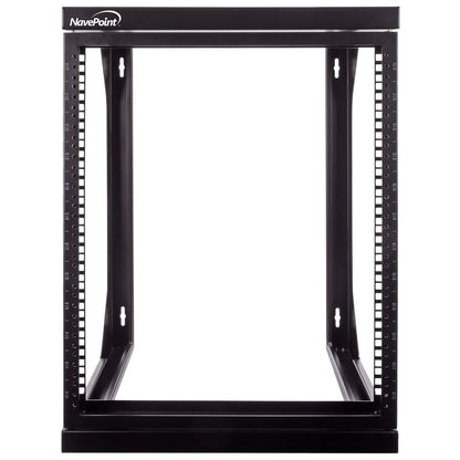 NavePoint 12U Server Rack with Swing Gate - Wall Mount Rack for 19 Inch IT Equipment Open Frame Rack – Network Rack Wall Mount for AV & Server Equipment 18” Deep Rack, Black
