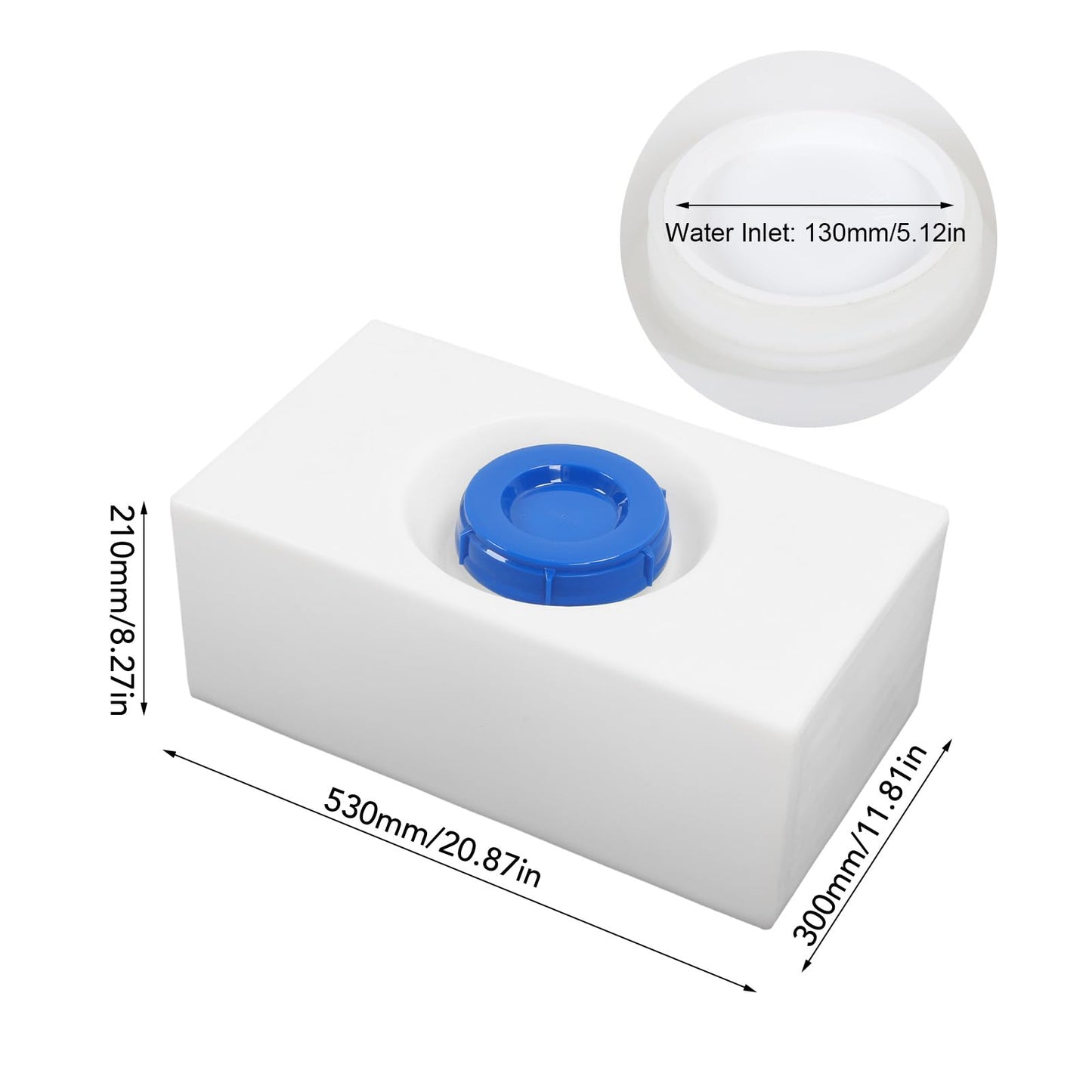 Asixxsix 8 Gallon RV Fresh Water Tank, Food Grade Leakproof LLDPE Fresh Water Holding Tank, Portable RV Water Storage Tank with 130mm Water Inlet for Caravans Trailers Boats Yachts