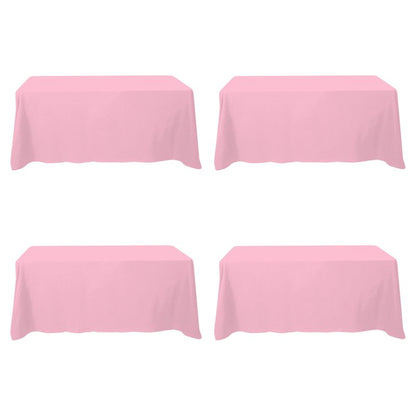 BRILLMAX 4 Pack Pink Tablecloths 90 x 132 Inch for 6ft Rectangle Tables - 150 GSM Polyester Fabric, Floor Length Drop, Water, Stain & Wrinkle Resistant Cloth Cover for Wedding Reception Banquet