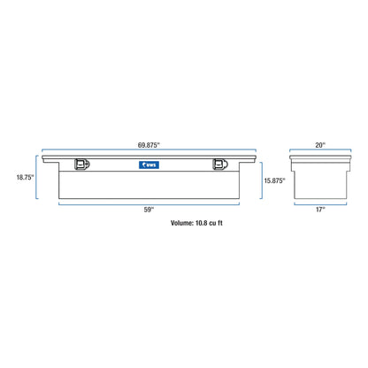 UWS EC10791 69-Inch Heavy-Wall Aluminum Deep Truck Tool Box with Low Profile, RigidCore Lid