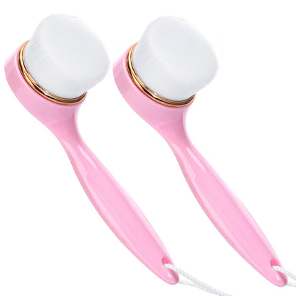2 Pack Soft Bristle Facial Cleansing Brush for Deep Pore Cleaning, Face Exfoliating Scrub Brush for Face Cleansing Skincare Massaging (Pink and Jade White)