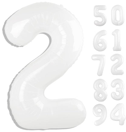 White 2 Balloon, Translucent Number Balloons 40 Inch, 2nd Balloon Number Birthday Decorations, Second Two Birthday Party Supplies, Number 2 Balloon