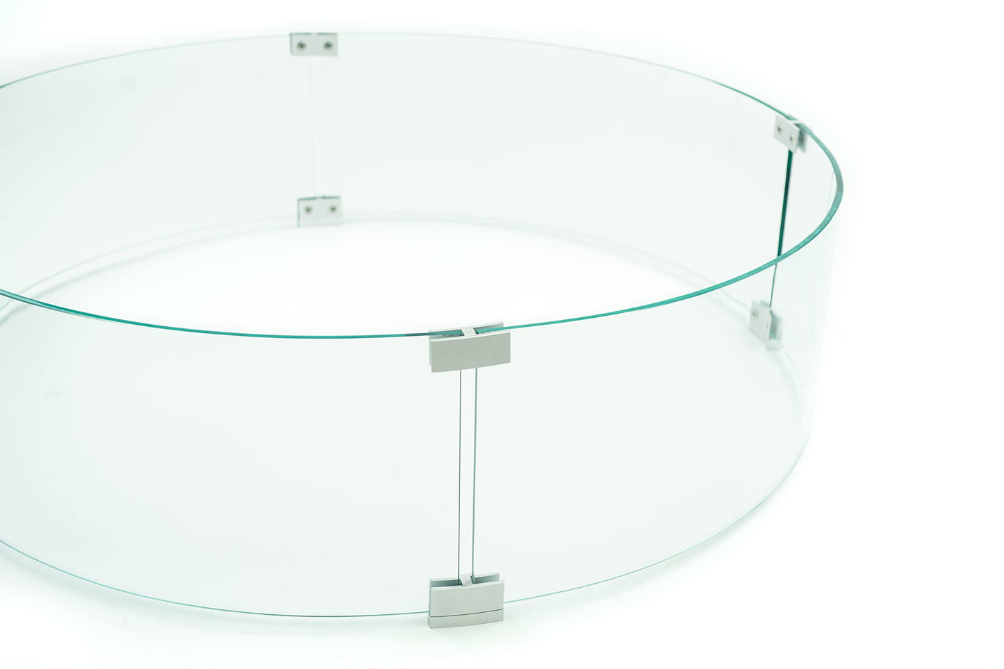 AMS Fireplace 32" Round Fire Pit Glass Wind Guard | Clear Tempered Glass Flame Protective Pane. Wind Resistant with Aluminum Corner Bracket