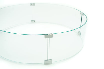 AMS Fireplace 32" Round Fire Pit Glass Wind Guard | Clear Tempered Glass Flame Protective Pane. Wind Resistant with Aluminum Corner Bracket