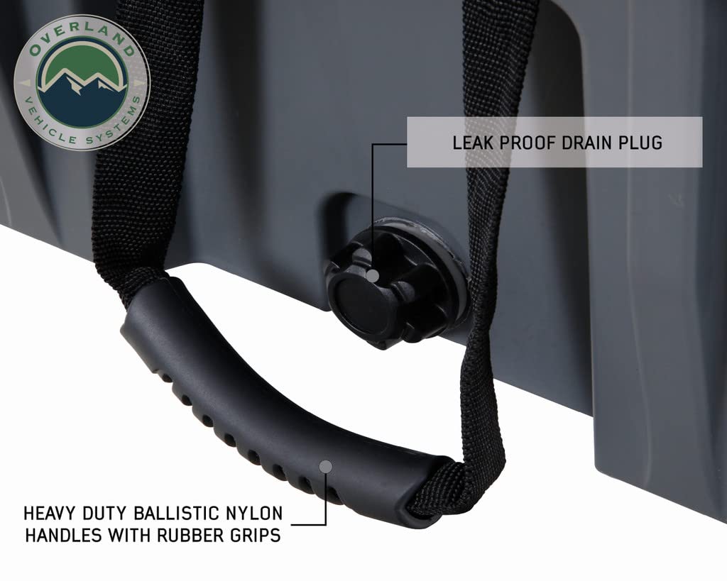 Overland Vehicle Systems 40100011 Dark Gray 95 QT Dry Box Storage with Drain and Bottle Opener | Waterproof Seal | Heavy-Duty Latches and Nylon Handles | Keeps Gear Safe, Dry and Organized