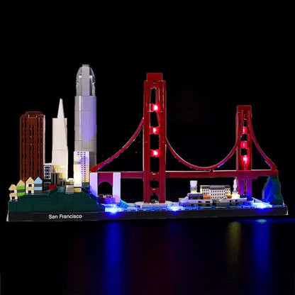 Upgraded Version USB Light Kit for Architecture Skyline Collection San Francisco Golden Gate Bridge - Compatible with Lego 21043 Bricks Model (Model Set Not Included)