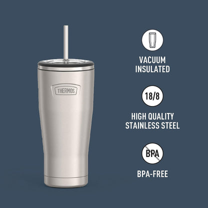 THERMOS Icon Series Stainless Steel Cold Tumbler - 24 Ounce, Vacuum Insulated with Lid & Straw