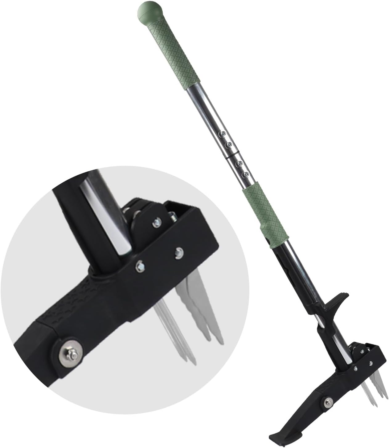 Tefola Stand Up Weeder - Long Handle Weed Puller with 4 Stainless Steel Claws | Turquoise