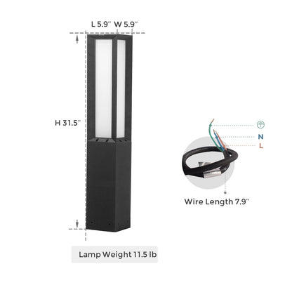 Linkmoon Landscape Path Light, Aluminum 8W 800LM Luxury LED Lighting, 32 Inches Modern Outdoor Bollard Lighting for Lawn, Patio, Courtyard and Driveway Decoration