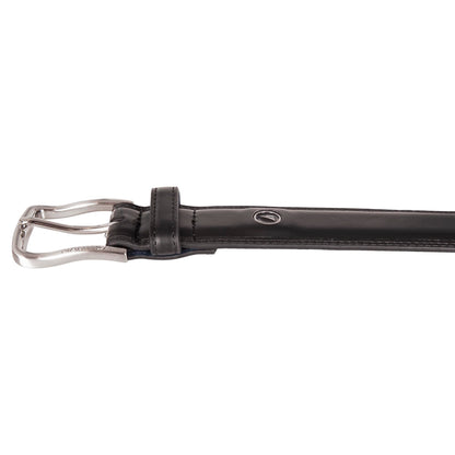 Nautica Men Bold Fashion and Dress Leather Belt with Metal Buckle, Logo Inlay Double Stitch-Black, 36"