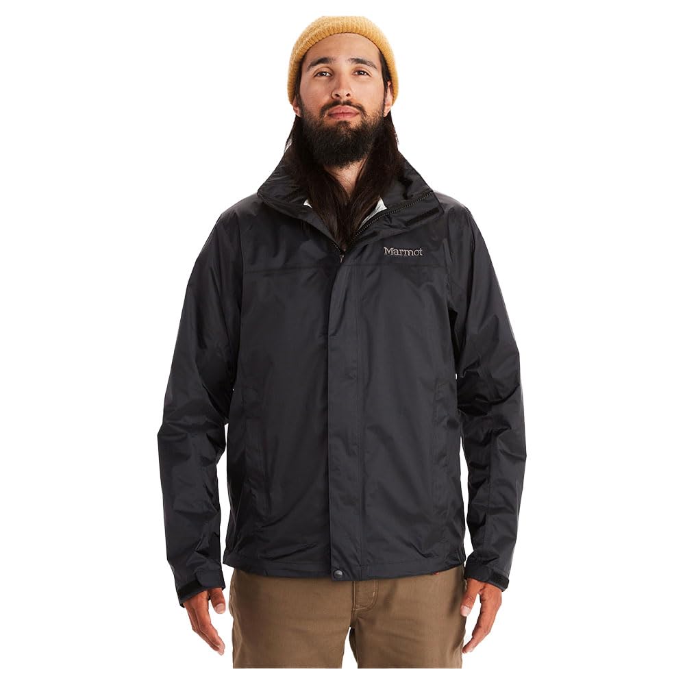 MARMOT Men's PreCip Eco Lightweight & Waterproof Rain Jacket, Black - Latest Collection, X-Large