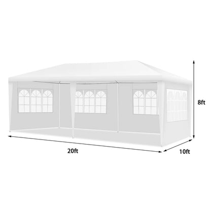 Tangkula Outdoor 10 x 20 Feet Canopy Tent, Party Wedding Tent with Removable Walls, Portable Canopy Shelter Gazebo Pavilion for Event, Backyard, White Tent w/Carry Bag (4 Sidewalls)