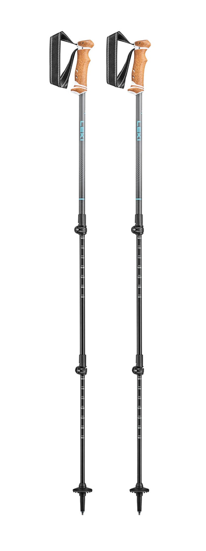 LEKI Lhasa Aluminum Adjustable Lightweight Walking Poles for Trekking & Hiking - Lightblue-Anthracite-White - 90-125 cm