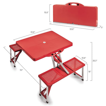 PICNIC TIME NCAA Louisville Cardinals Football Field Folding Picnic Table - Camping Table - Outdoor Table with Umbrella Hole, (Red)